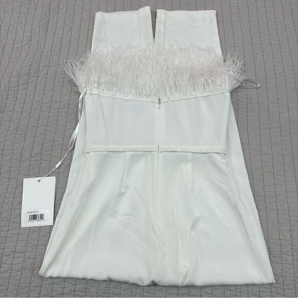 Mac Duggal Strapless Jumpsuit With Feather Trim Size 6 NWT Retail $398 - Picture 10 of 16